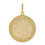 Italian 14k Yellow Gold Saint Michael Medal Charm Pendant 1.2" 4.3 grams