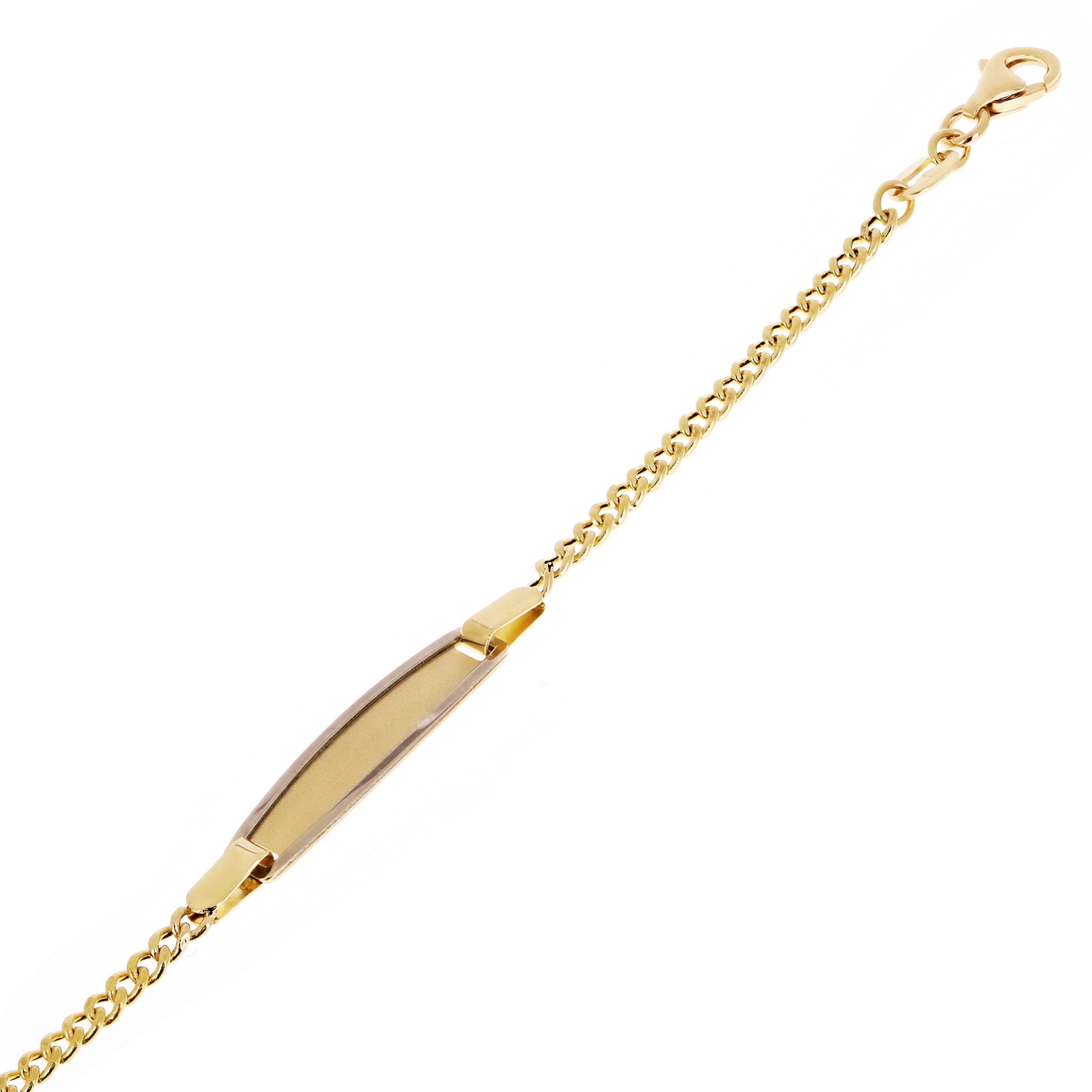 Italian 14k Two Tone Gold Engravable Baby Kids ID Bracelet 5.5" 5mm 1.7 grams
