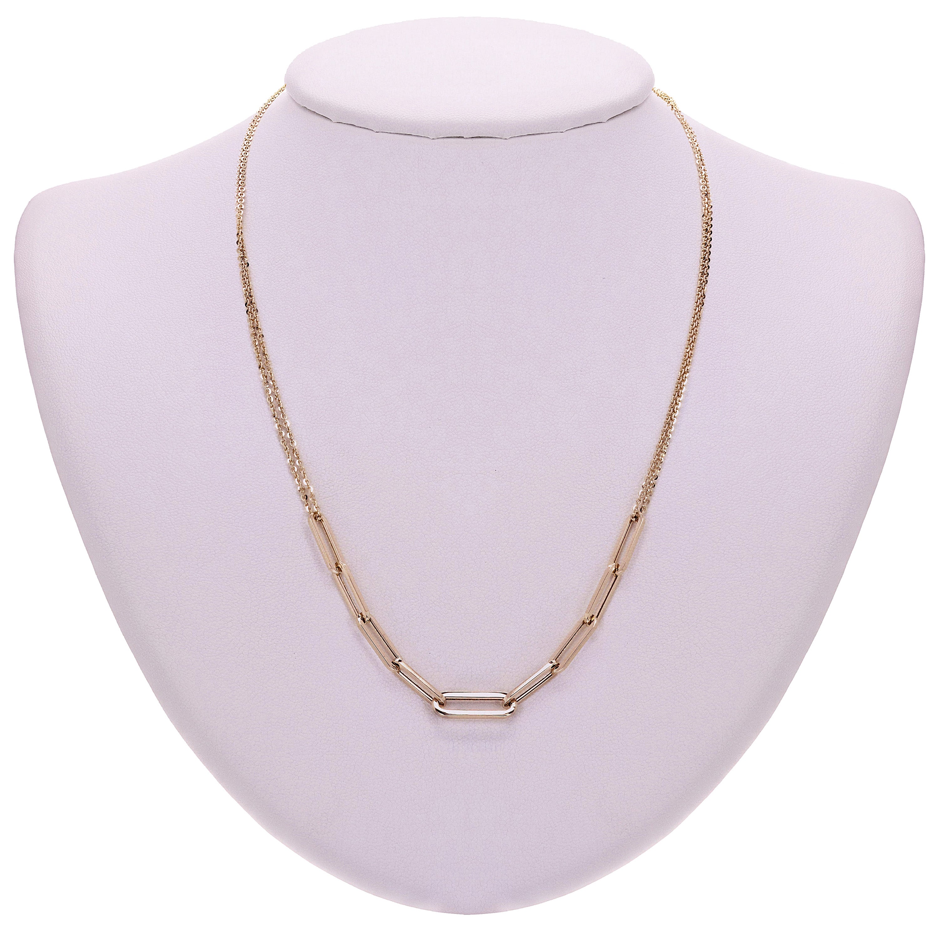 Italian 14k Yellow Gold Paper Clip Link Anchor Chain Necklace 18" 5.7 grams