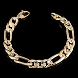 Italian 14k Yellow Gold Hollow Figaro Chain Bracelet 8" 10.8mm 10.3 grams