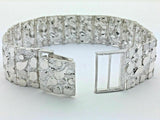 925 Sterling Silver Solid Nugget Bracelet Adjustable 8" 21.5mm 51.3 grams