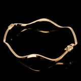 Italian 14k Yellow Gold Hollow Plain Zigzag Bangle Bracelet 7" 2mm 3.3 grams