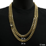Italian 10k Yellow Gold Hollow Miami Cuban Chain Necklace 24" 12mm 72.7 grams - 24" 72.7 grams
