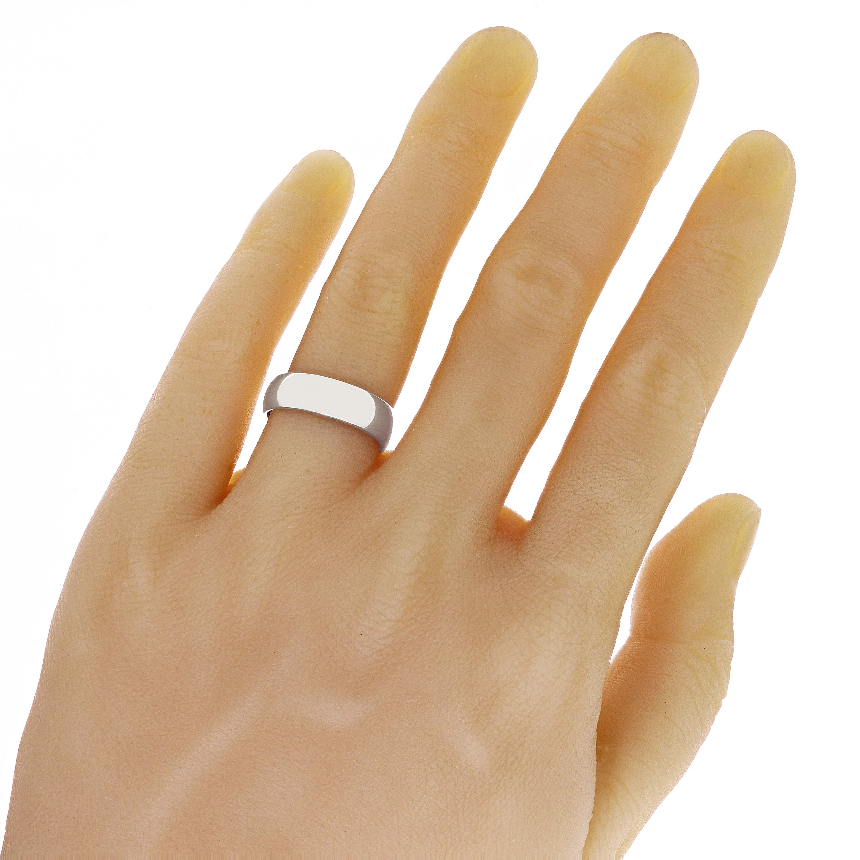 14k White Gold Comfort Fit Plain Wedding Band Ring 6mm Size 13 - White,6mm Ring Size 13