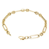 Italian 14k Yellow Gold Hollow Rope Style Paper Clip Chain Bracelet 7.75" 3.6g
