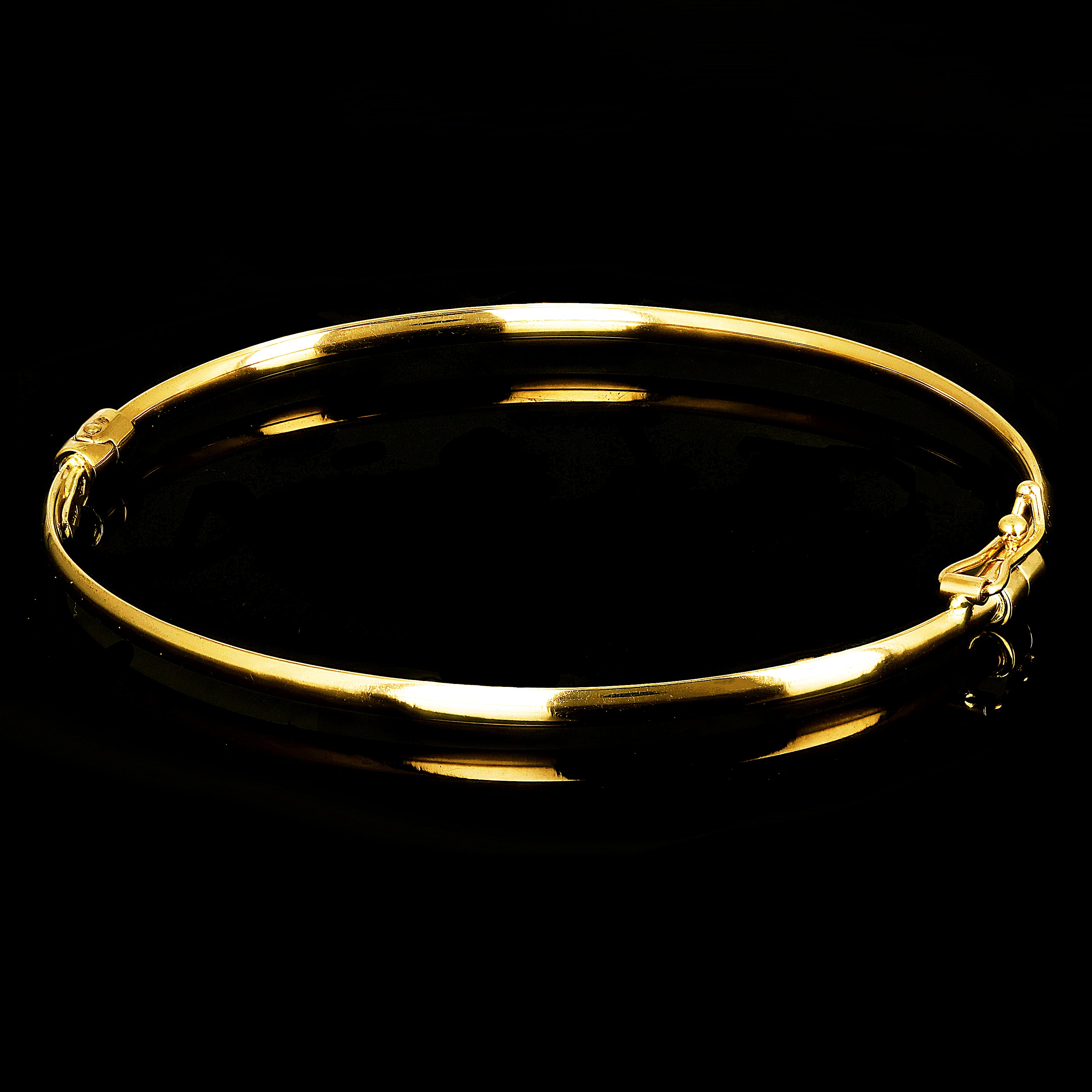 Italian 14k Yellow Gold Hollow Tube Plain Oval Hinged Bangle Bracelet 7" 2mm