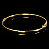 Italian 14k Yellow Gold Hollow Tube Plain Oval Hinged Bangle Bracelet 7" 2mm