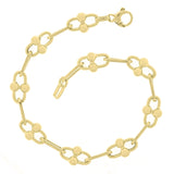 Italian 14k Yellow Gold Ball Bead Oval Paper Clip Chain Bracelet 7.5" 8mm 6.3g