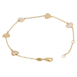Italian 14k Yellow Gold & Mother of Pearl HEART Charm Bracelet 7" 1.5 grams