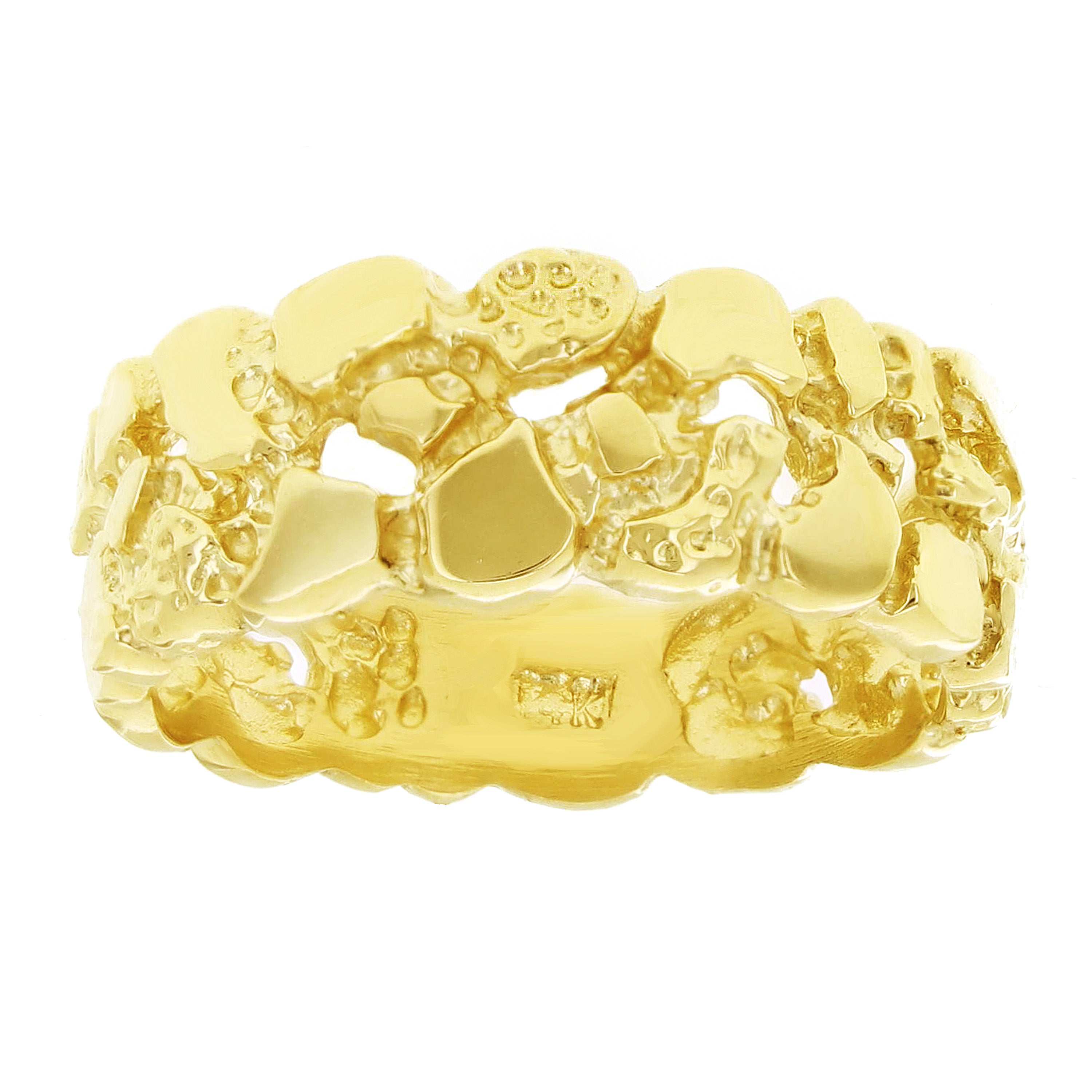 14k Yellow Gold Solid Nugget Ring Band Size 7 - 9mm 5 grams - Ring Size 7