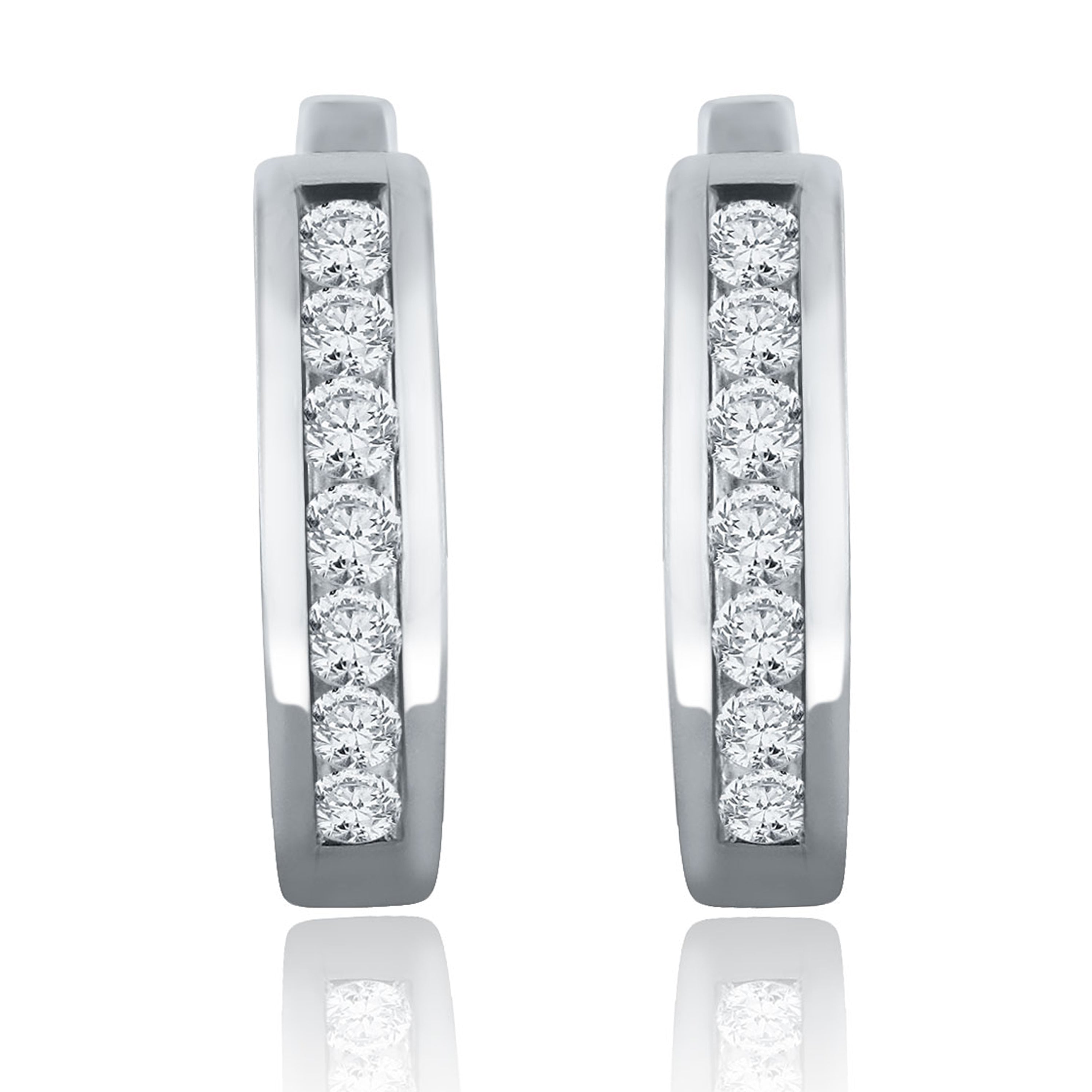 14k Yellow Gold 0.25ctw Diamond Small Oblong Oval Huggie Hoop Earrings - Yellow