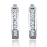 14k Yellow Gold 0.25ctw Diamond Small Oblong Oval Huggie Hoop Earrings - Yellow