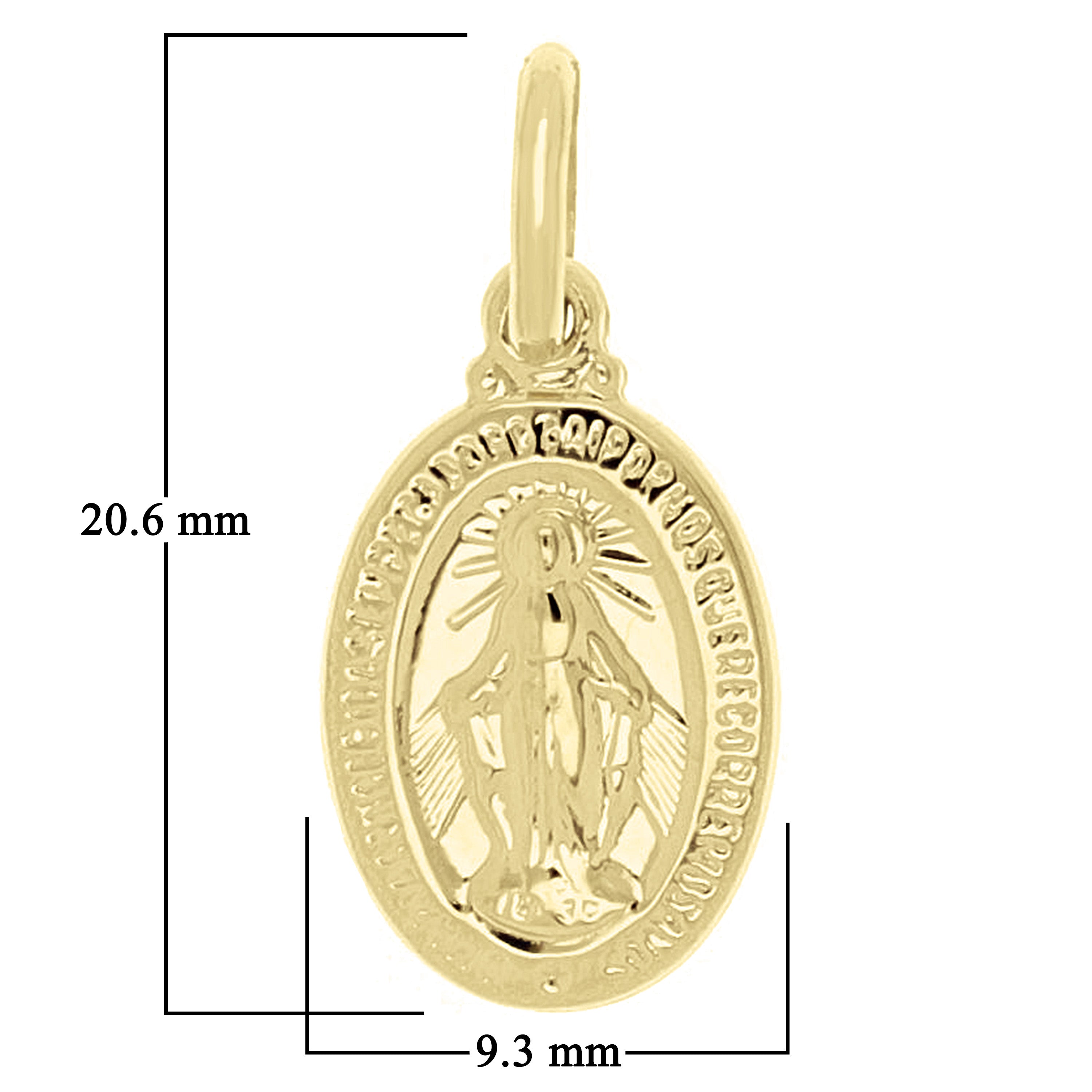 Italian 14k Yellow Gold Mother Mary Miraculous Medal Small Charm Pendant