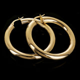 Italian 14k Yellow Gold High Polished 1.6" 5mm Diameter Round Hoop Earrings 6.2g