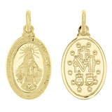 Italian 14k Yellow Gold Mother Mary Miraculous Medal Charm Pendant 1" 1.5 grams