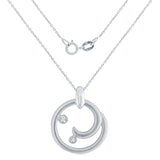 10k White Gold Diamond Accented Scrolled Open Circle Pendant Necklace 18"