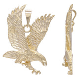 14k Yellow Gold Solid Diamond Cut Flying American Eagle Charm Pendant 1.6" 9.8g - Yellow