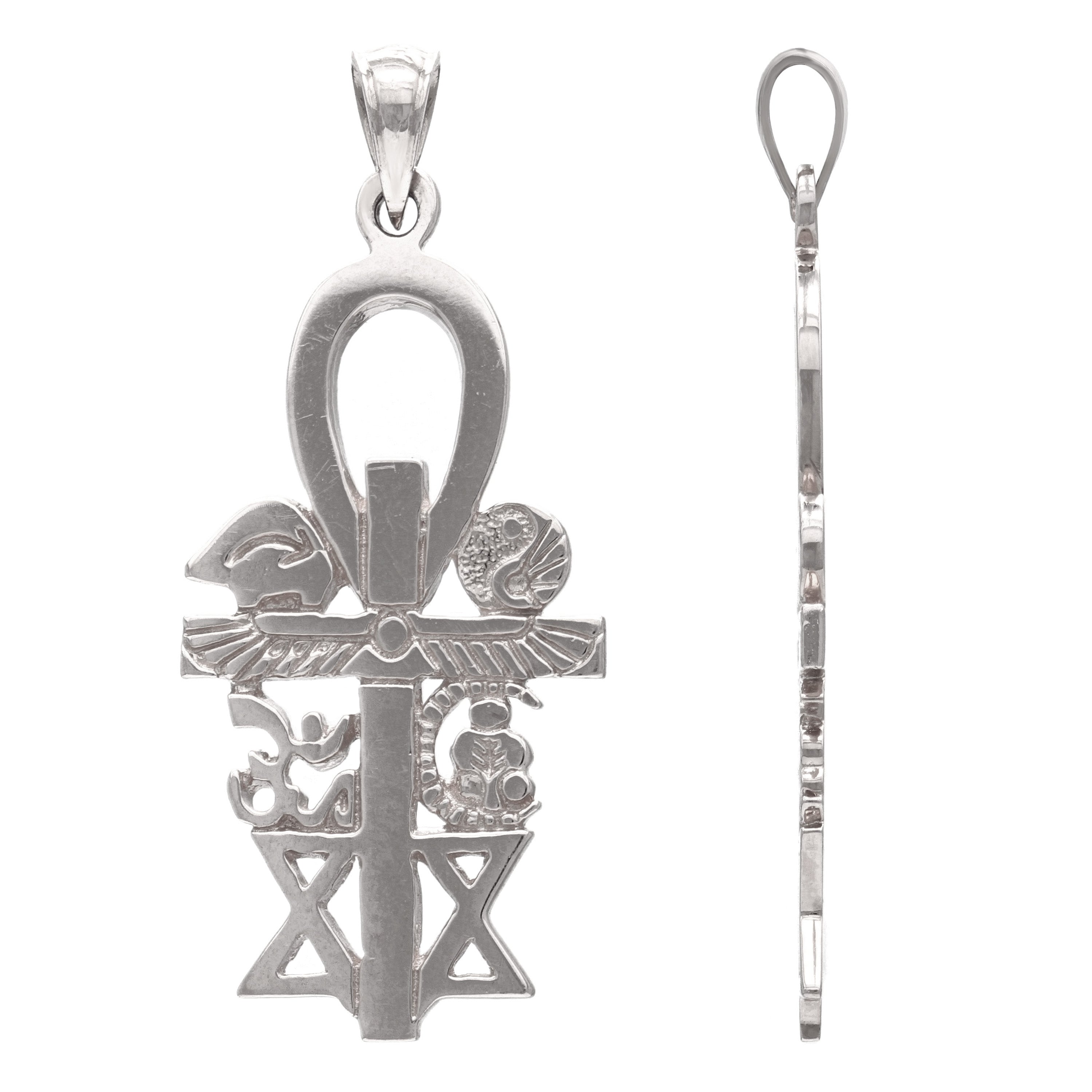 14k White Gold Interfaith Pendant Unity Multi Faith Charm 1.7" 5.7 grams - White