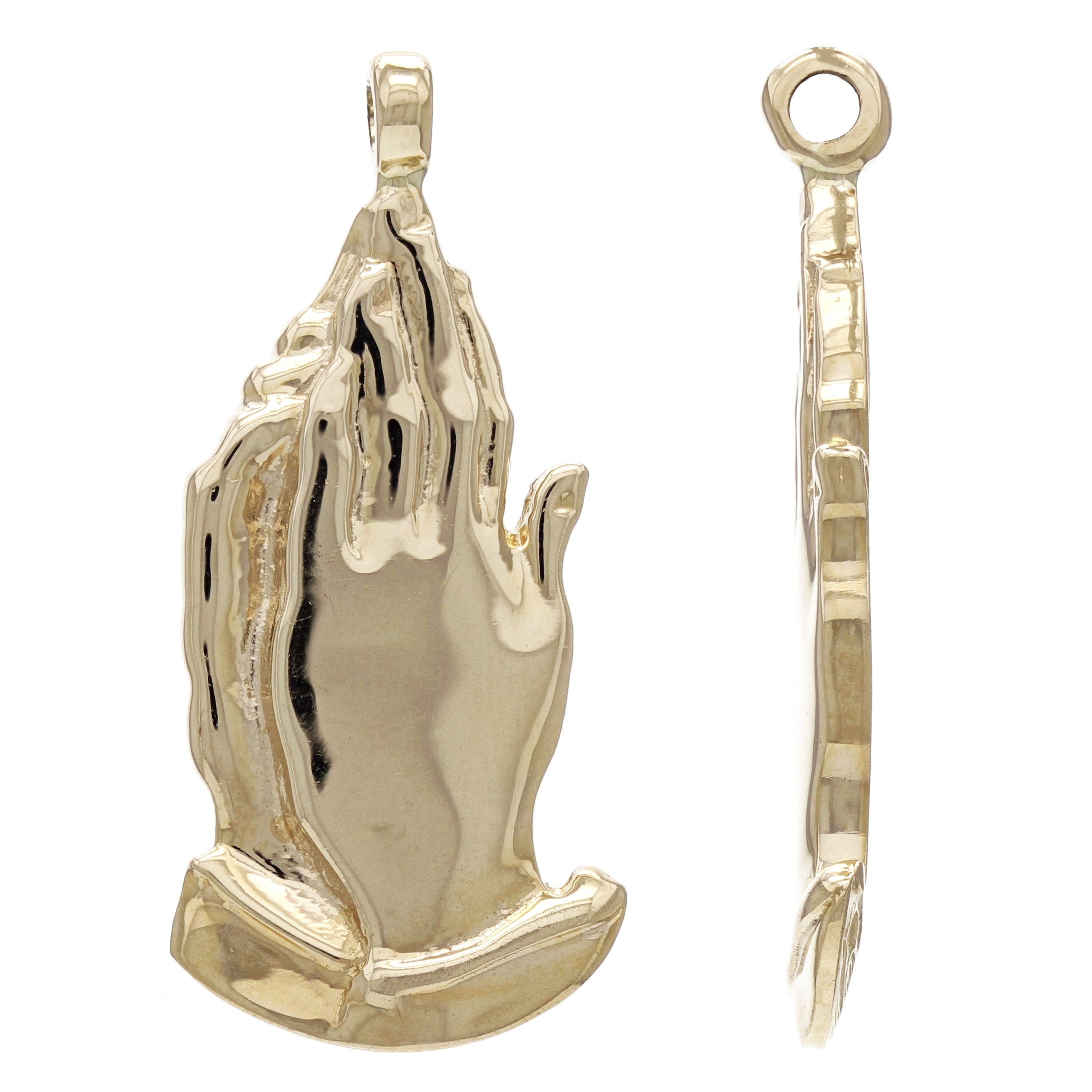 14k Yellow Gold Solid Prayer Hands Jesus Religious Charm Pendant 6 grams - Yellow