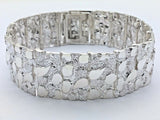 925 Sterling Silver Solid Nugget Bracelet 7.5" 21.5mm 45-48 grams - 7.5" 48 grams