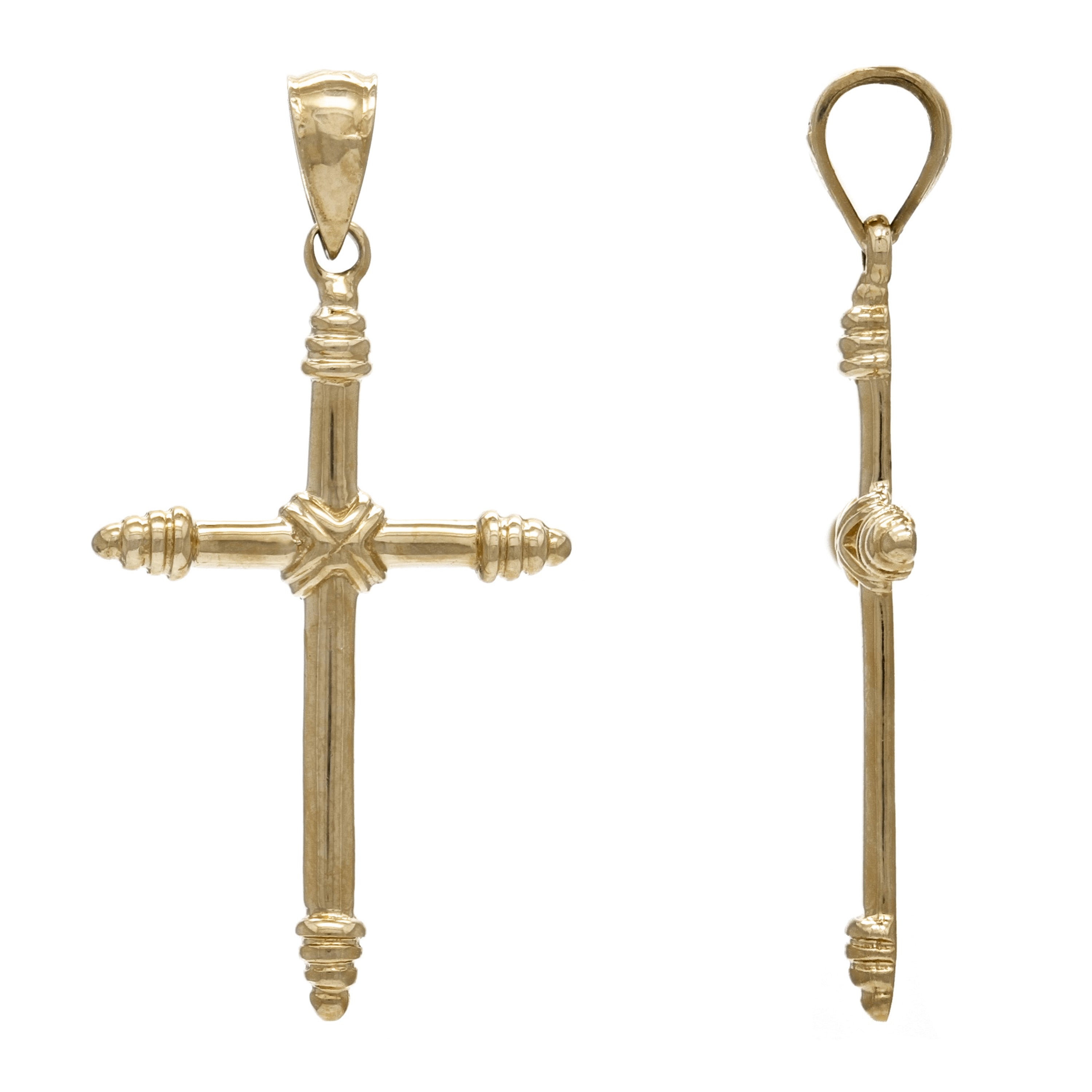 14k Yellow Gold Solid High Polish Cross Religious Charm Pendant 1.9 grams - Yellow