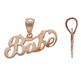 14k Rose Gold Solid Babe Pendant Word Charm 1 gram - Rose
