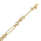 Italian 14k Yellow Gold Hollow Round & Paper Clip Link Bracelet 7.5" 5 grams