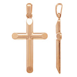 14k Rose Gold Solid High Polish Cross Religious Charm Pendant 1.8" 7.7 grams - Rose