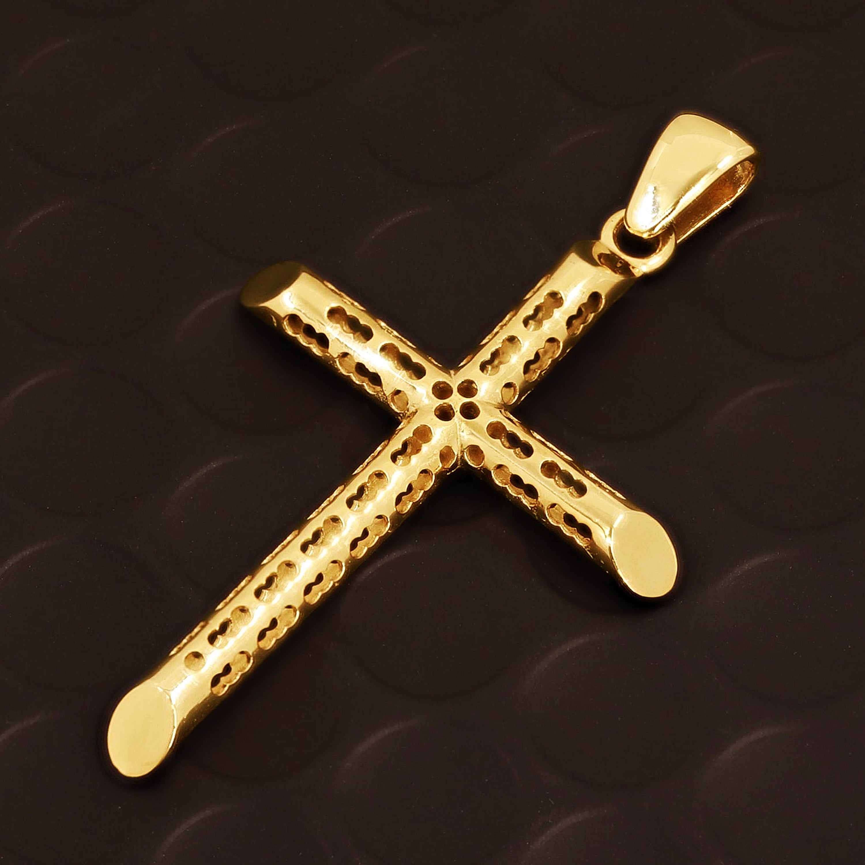 10k Yellow Gold 3D Cross Charm Pendant 2.2" 3.8 grams - Size 1 3.8 grams