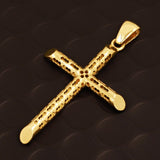 10k Yellow Gold 3D Cross Charm Pendant 2.2" 3.8 grams - Size 1 3.8 grams