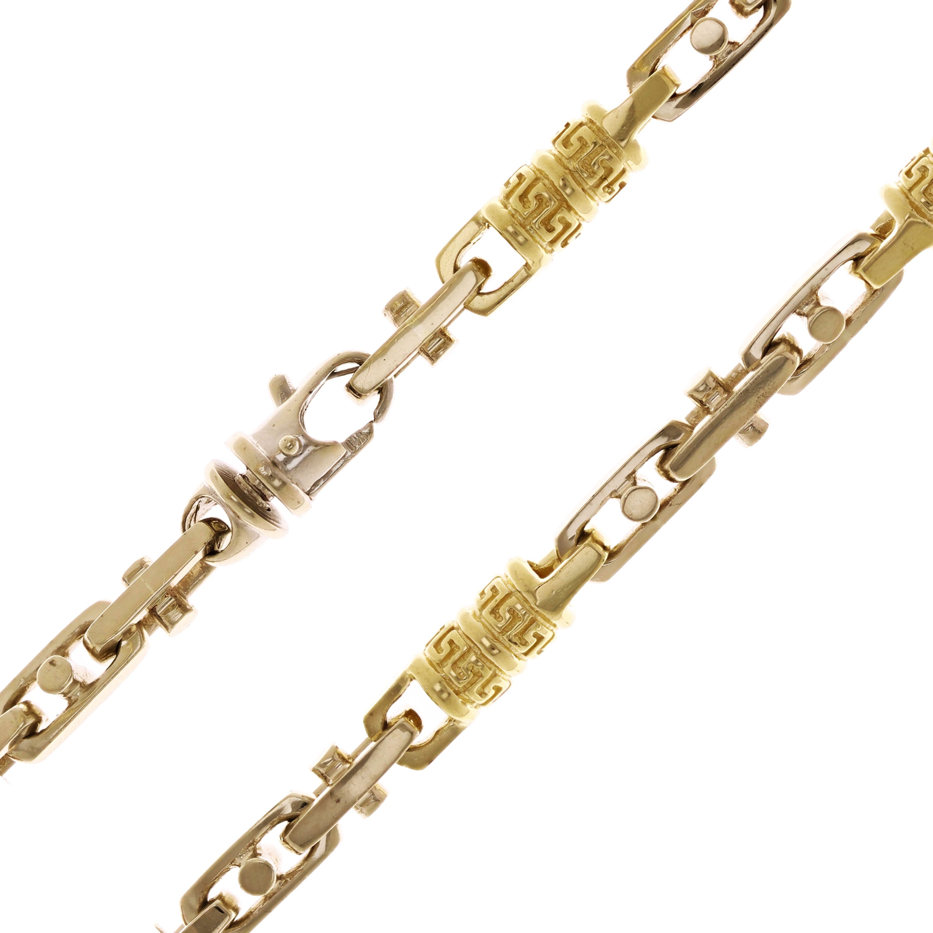 10k Two Tone Gold Solid Handmade Fashion Link Necklace 20" - 28" 7.5mm