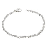 14k White Gold Handmade Nugget Link Bracelet 7.5" - White