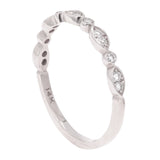 14k White Gold Diamond Accent Leaf Design Stacking Ring - White,Size 5.5