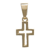 14k Yellow Gold Double Sided Open 3D Cross Religious Charm Pendant 1.2 grams - Yellow
