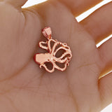 10k Rose Gold Octopus Charm Pendant 1.15" 4g - Rose