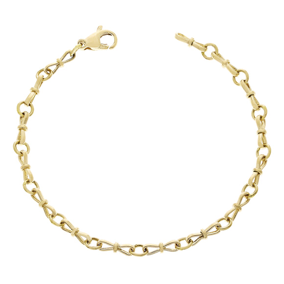 14k Yellow Gold Solid Handmade Fashion Link Bracelet 6.5