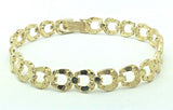 10k Yellow Gold Horse Shoe Nugget Link Bracelet 7" 8mm 10.5 grams