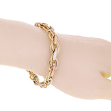 Italian 14k Tri-Color Gold Hollow Triple Oval Link Bracelet 7.5" 9mm 8 grams