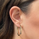 Italian 14k Yellow Gold High Polish 3mm 1.25" Diameter Round Hoop Earrings 2.9g