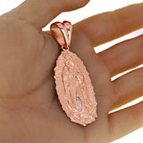 10k Rose Gold Virgin Mary Lady of Guadalupe Charm Pendant 2.8" 16 grams - Rose