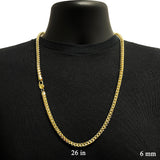 Italian 14k Yellow Gold Solid Diamond Cut Franco Chain Necklace 6mm 26" 129.7 grams