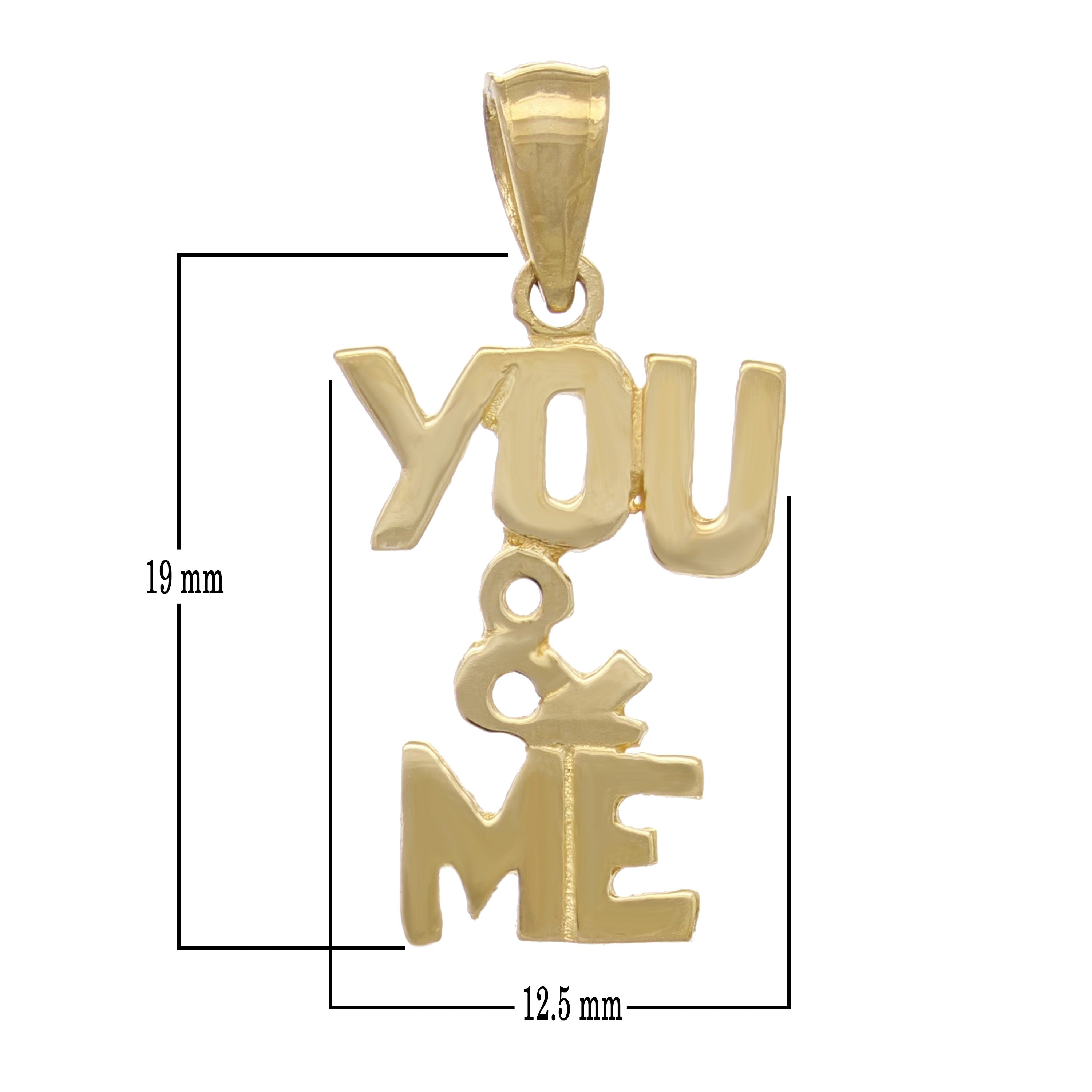 14k Yellow Gold YOU & ME Charm Pendant You and Me Words Charm 1 gram - Yellow