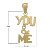 14k Yellow Gold YOU & ME Charm Pendant You and Me Words Charm 1 gram - Yellow