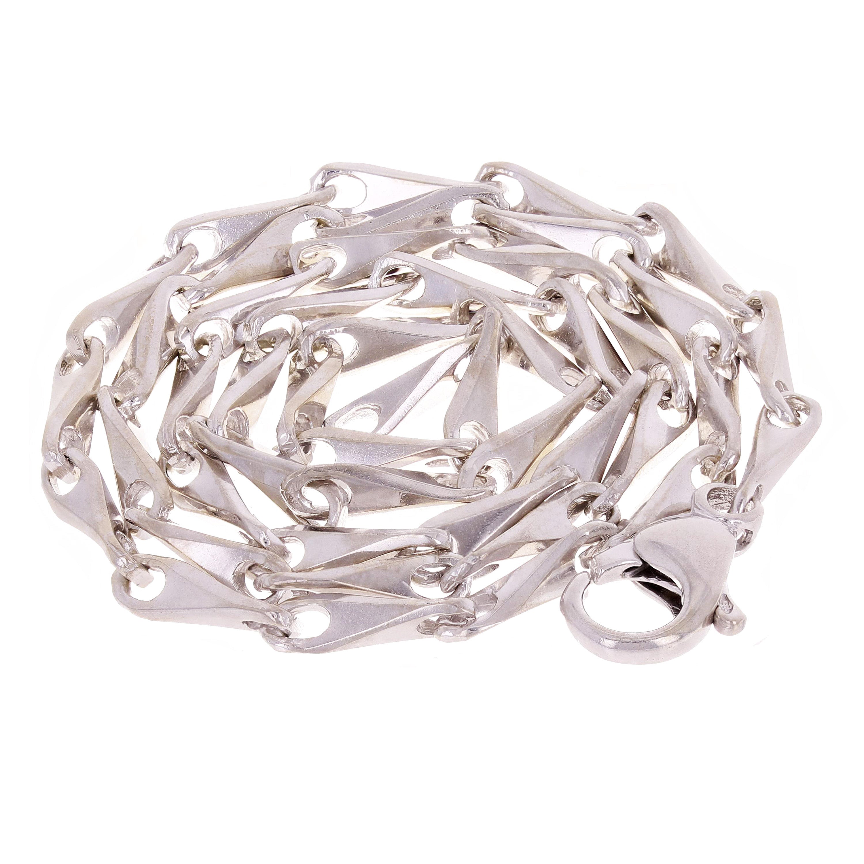 14k White Gold Solid Handmade Fashion Link Necklace 20" - 28" 3mm