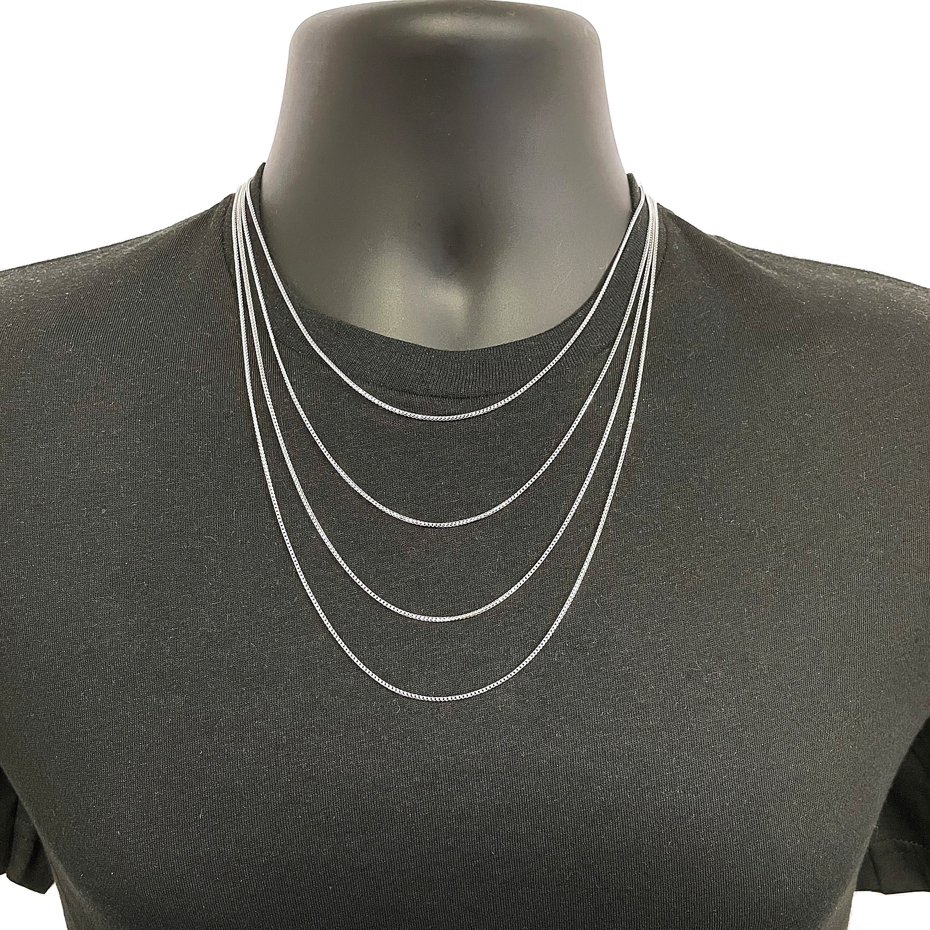 Italian 14k White Gold Solid Diamond Cut Franco Chain Necklace 1.3mm 18" - 24"