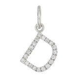 14k White Gold Diamond Initial Letter D Charm Pendant - Letter D,White