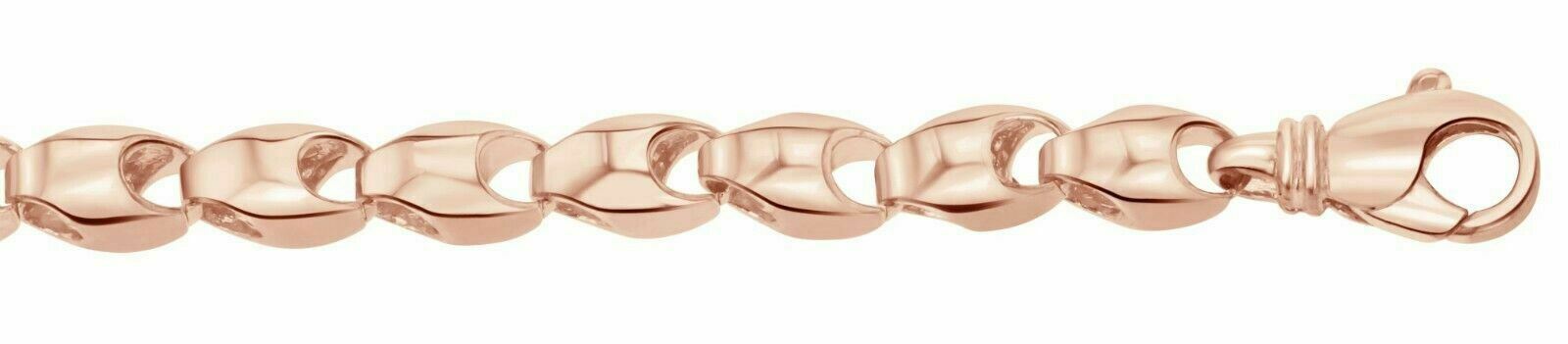 14k Rose Gold Handmade Fashion Link Bracelet 8" 7mm 32.2 grams