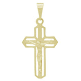 14k Yellow Gold Crucifix Jesus Christ Cross Pendant Religious Charm 1.4" 2.6g