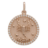 14k Rose Gold  Diamond Zodiac Sign Scorpio Pendant - Scorpio,Rose
