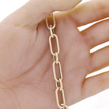 Italian 14k Yellow Gold Hollow Twisted Paper Clip Link Bracelet 7.75" 7.7 grams